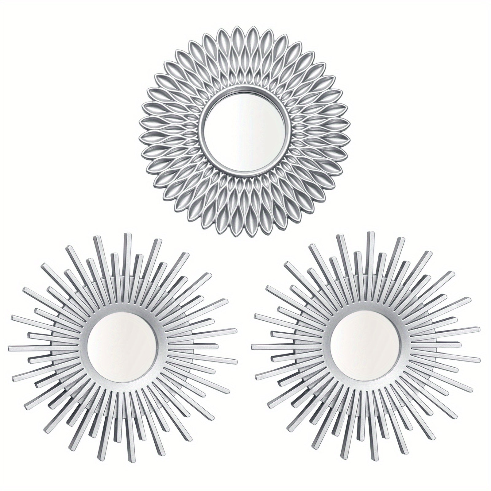 three-piece sunburst wall mirror set — feature detail 3