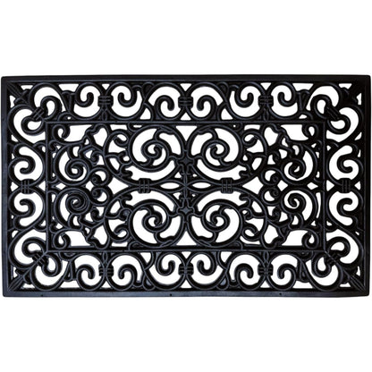 Decorative Rubber Door Mat 45x75cm – Heavy Duty Wrought Iron Effect Non-Slip Entrance Mat – Outdoor Mat with Drainage for Front Door, Patio, Garden & Back Door