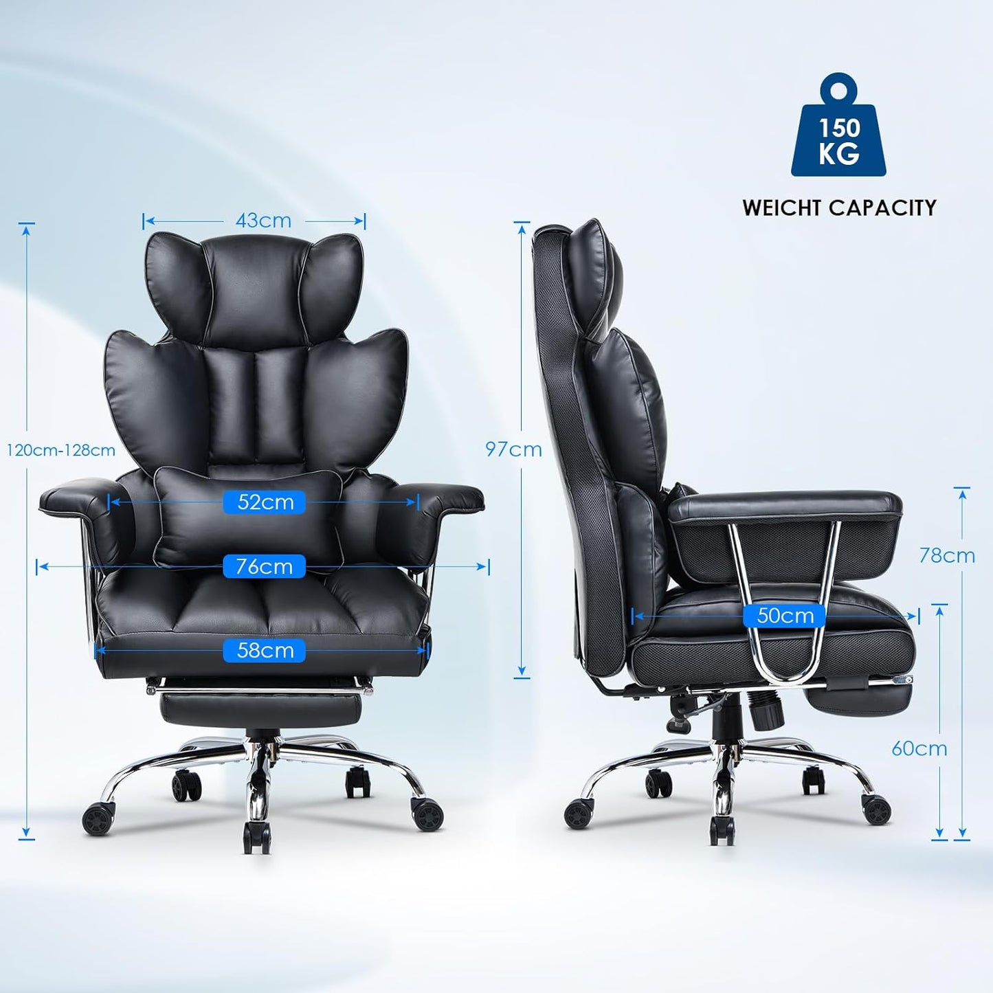 GartistGo Executive Office Chair Desk Chair, PU Computer Recliner, Ergonomic Office Chair with Footrest, Heavy Duty Leather Office Chairs for Home Office, High Back Swivel Chair
