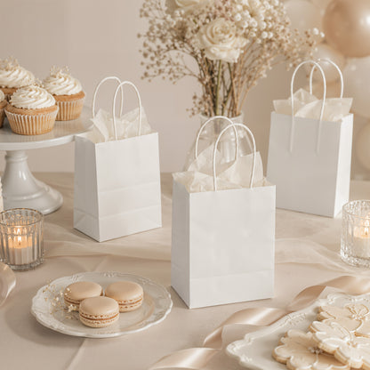 100-Pack Kraft Paper Bags with Handles – Ideal for Gift Wrapping, Parties, Holiday Celebrations & Retail Use