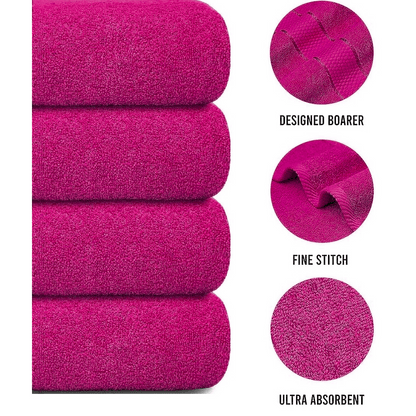 4 X Large Jumbo Bath Towels 100% Egyptian Cotton -75 x 150 cm- Soft Quick Dry Hotel Spa Big Bathroom Towels Set
