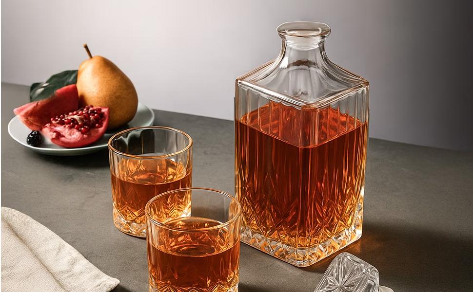 Seven-Piece Whisky Decanter Set – 1L Bottle & Six Glasses