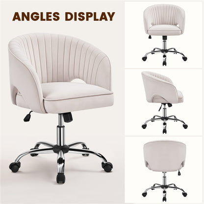 Costoffs Office Chair Tufted Desk Chair with Height Adjustable Seat, Swivel Barrel Accent Chair with Rolling Wheels for Home Office, Pink/White/Cream/Dark Grey/Light Grey
