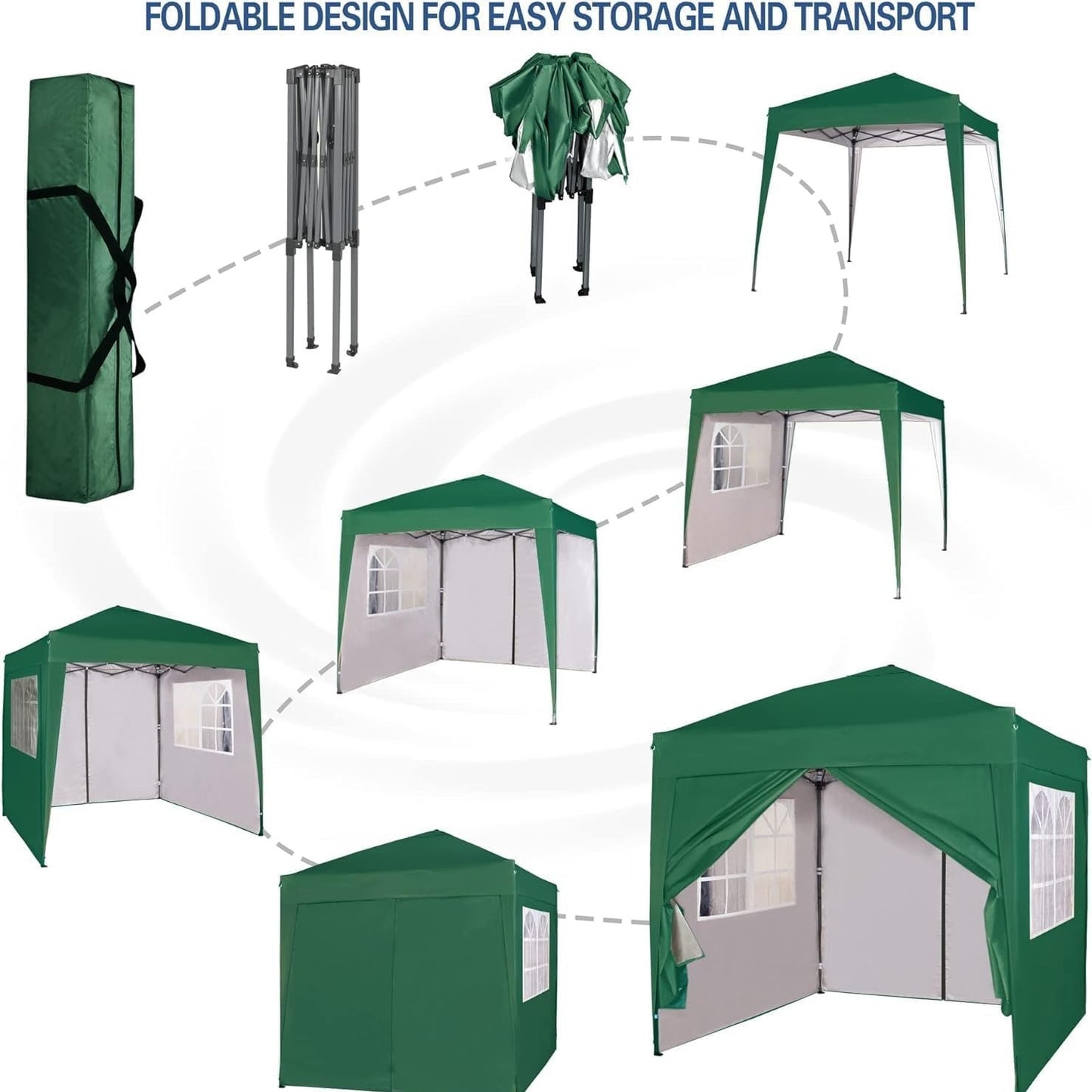 Pop-up Gazebo 2m x 2m With Sides Silver Protective Layer Waterproof Marquee Canopy