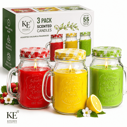 3Pack Jar Scented Candles 55 hours burn time and delightful fragrance Assorted Colors and Fragrances 3 Pieces