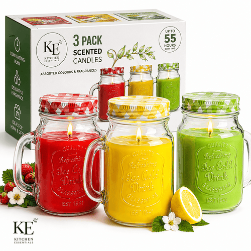 3Pack Jar Scented Candles 55 hours burn time and delightful fragrance Assorted Colors and Fragrances 3 Pieces