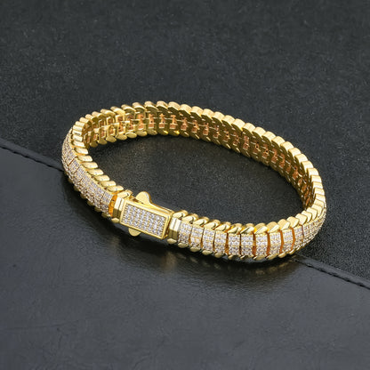 ICEDCHICS 1pc 9MM Hip Hop Bracelet RAPPER Rap Bracelet Daily Party Wear Bracelet Romantic Holiday Holiday Gift