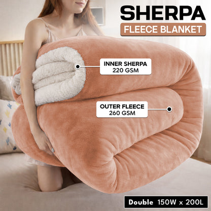 1pc Luxurious Double-Sided Sherpa Throw Blanket – Soft, Warm & Cozy Contemporary Blanket, Machine Washable, Perfect for Couch, Bed, Office & Travel, Ideal Gift