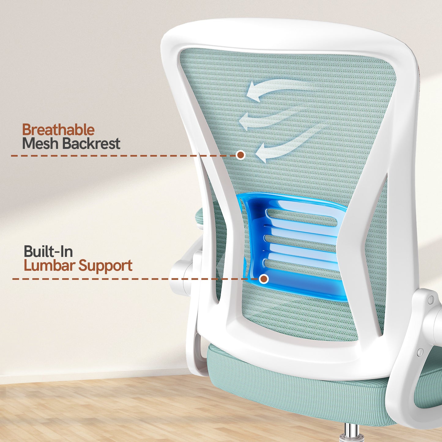 GartistGo Office Chair Ergonomic Desk with 90° Flip-up Armrest Lumbar Support, Height Adjustable Chair, Executive Swivel Computer Padded Seat Cushion for Home/Office