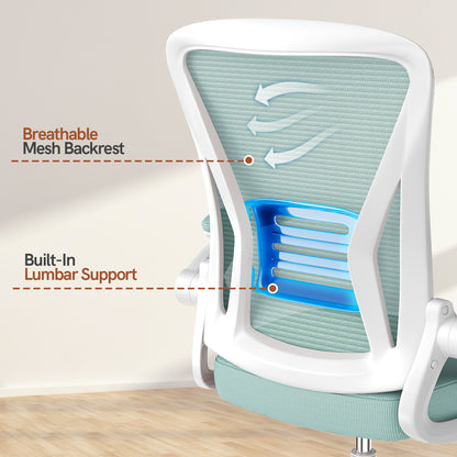 GartistGo Office Chair Ergonomic Desk with 90° Flip-up Armrest Lumbar Support, Height Adjustable Chair, Executive Swivel Computer Padded Seat Cushion for Home/Office