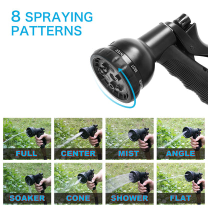 50FT/75FT/100FT Expandable Flexible Garden Hose Magic Hose Pipes Car Washing Gardening Hose with 7 Setting Professional Water Spray Nozzle Gun Expandable Hose Garden Hoses, Black