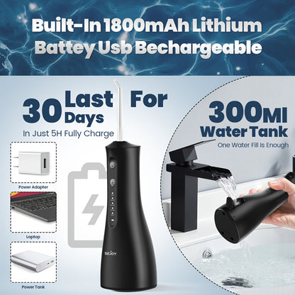 Cordless Water Flosser Portable Oral Irrigator with 4 Modes & 5 Jet Tips – Rechargeable Dental Water Flosser for Home & Travel, Teeth & Gum Cleaner for Braces & Implants