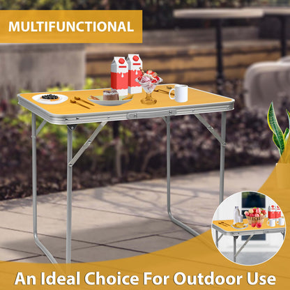 2.3ft Aluminum Folding Picnic Table | Lightweight & Portable Camping Table | Adjustable Height Outdoor Trestle Table for BBQ, Garden, Travel, & Events – Sturdy & Compact