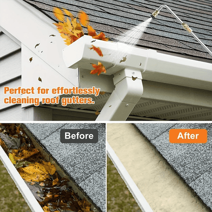 10pcs Stainless Steel Pressure Washer Extension Pole Set- Pressure Washer Extension Pole - 4000 PSI- 1/4In Quick Connect, 6 Nozzle Heads, 30?/90?/120? Elbow Pole for Roofs, Gutters, Ditches, Exterior Walls, Can Be Used to Clean Your Car
