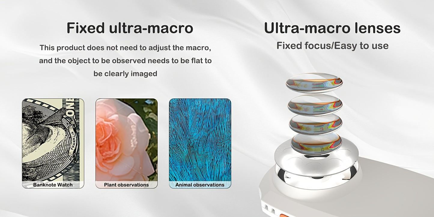 500X Magnification Handheld Digital Microscope, 2-Inch IPS Screen, 8 Adjustable 3-Level LED Lights, Suitable for Electronic Maintenance/Biological Observation, Compatible with Windows And Mac OS Computers