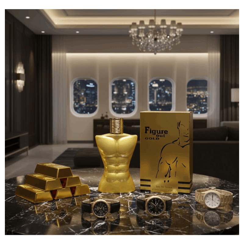 Premium Long Lasting Perfume For Men - FIGURE OUT GOLD Men'S EDT 100ml Spray | Aromatic Experience Irresistible High-Quality Fragrance for the Modern Man | Premium Saffron & Amberwood Notes | Masculine, Elegant, & Exclusive Scent for Him To Attract Women