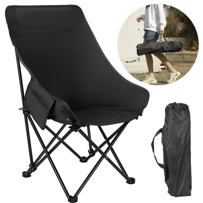 The Sporty Folding Chair, High-back Moon-shaped Camping Chair, Portable Large Travel Barbecue Chair with Storage Pocket Stool Is Suitable for Travel, Outdoor Fishing, Hiking, Garden Outyards, Etc. It Is a Great Summer Gift and Spring Break Gift