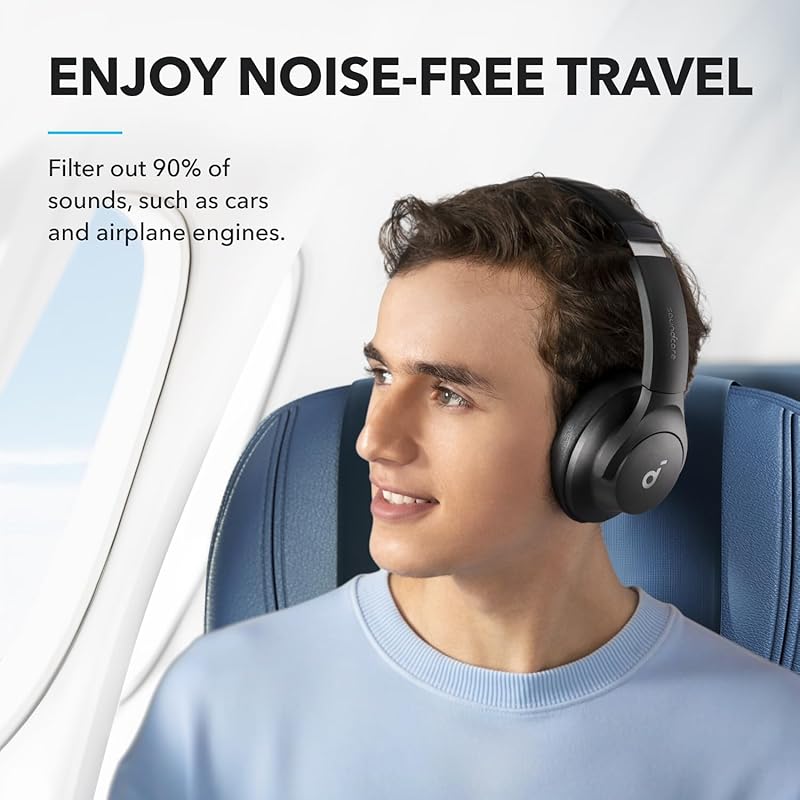 soundcore by Anker Q20i Hybrid Active Noise Cancelling Foldable Headphones, Wireless Over-Ear Bluetooth, 40H Long ANC Playtime, Hi-Res Audio, Big Bass, Customize via an App, Transparency Mode (Renewed)