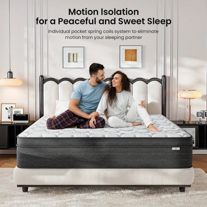 Hybrid Pocket Spring Memory Foam Mattress 25cm 7 Zone Support Orthopaedic Euro Top Hypoallergenic CertiPUR-US Foam Rolled Mattress in a Box All UK Sizes