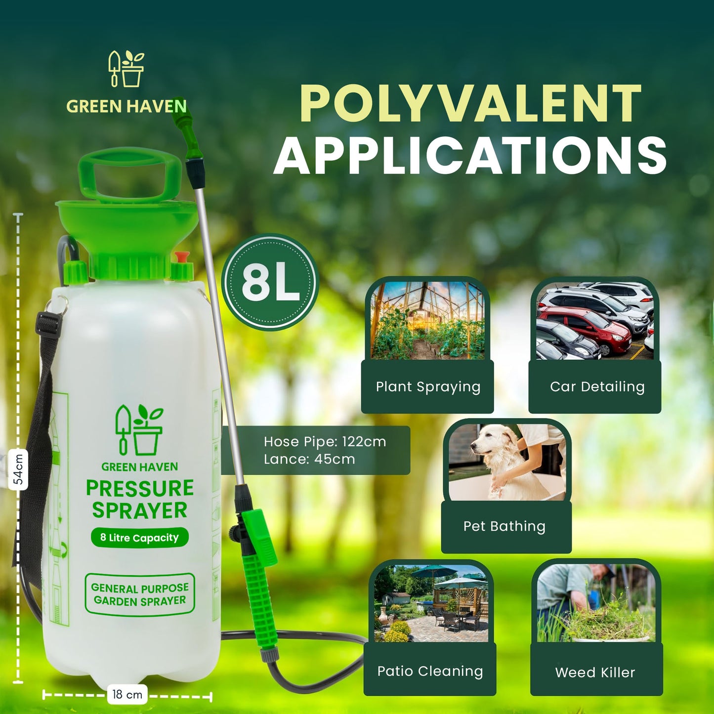 1pc 8L Pump Pressure Sprayer – Manual Garden Water Spray Bottle with Adjustable Shoulder Strap – High Pressure Sprayer for Plants, Lawn Care, Weed Control & Household Cleaning