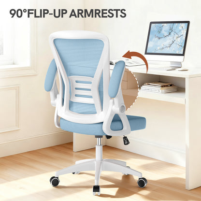 GartistGo Office Chair Ergonomic Desk with 90° Flip-up Armrest Lumbar Support, Height Adjustable Chair, Executive Swivel Computer Padded Seat Cushion for Home/Office