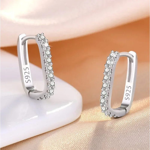 Sparkling Elegance: 925 Sterling Silver Crystal Hoop Earrings