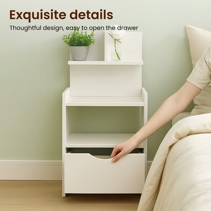 Modern Wooden Bedside Table with Drawer | Multifunctional Storage Cabinet for Bedroom, Bathroom, Living Room & Hallway | Compact Design 60x32.5x25.5cm