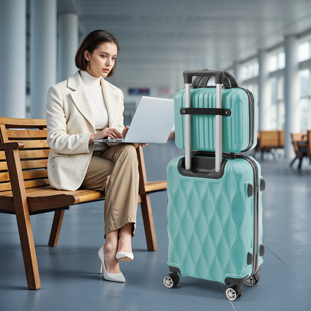 Luggage Sets of 2 Piece, Suitcase Set, Cabin Suitcase with Wheels, Hand Luggage Suitcase and Toiletry Bag with Beauty Case, 20''+14'' Inch