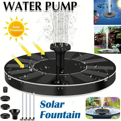 1.4W Solar Bird Bath Fountain Pump with Nozzles & Fixing Bars, IPX8 Free Standing Floating Solar Powered Garden Water Feature Aquarium Pump for Bird Bath, Pond, Pool, Outdoor Garden Home Decor