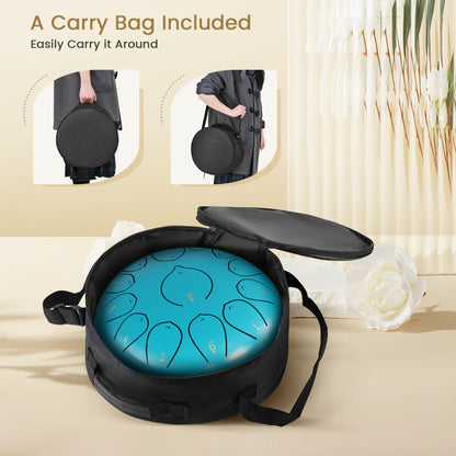 12 Inch 13 Notes Steel Tongue Drum, D Key & Rust-Proof Handpan Drum with Drum Bag and Percussion Instrument Tools