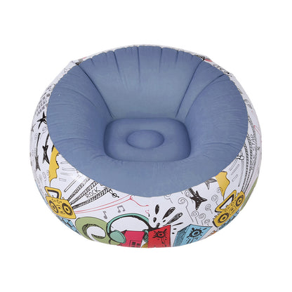 Multicoloured Spherical Outdoor Inflatable Sofa in PVC Material. Lightweight and Portable Home Sofa with Manual Air Pump. Suitable for Living Rooms, Patios, Camping, and Gardens.