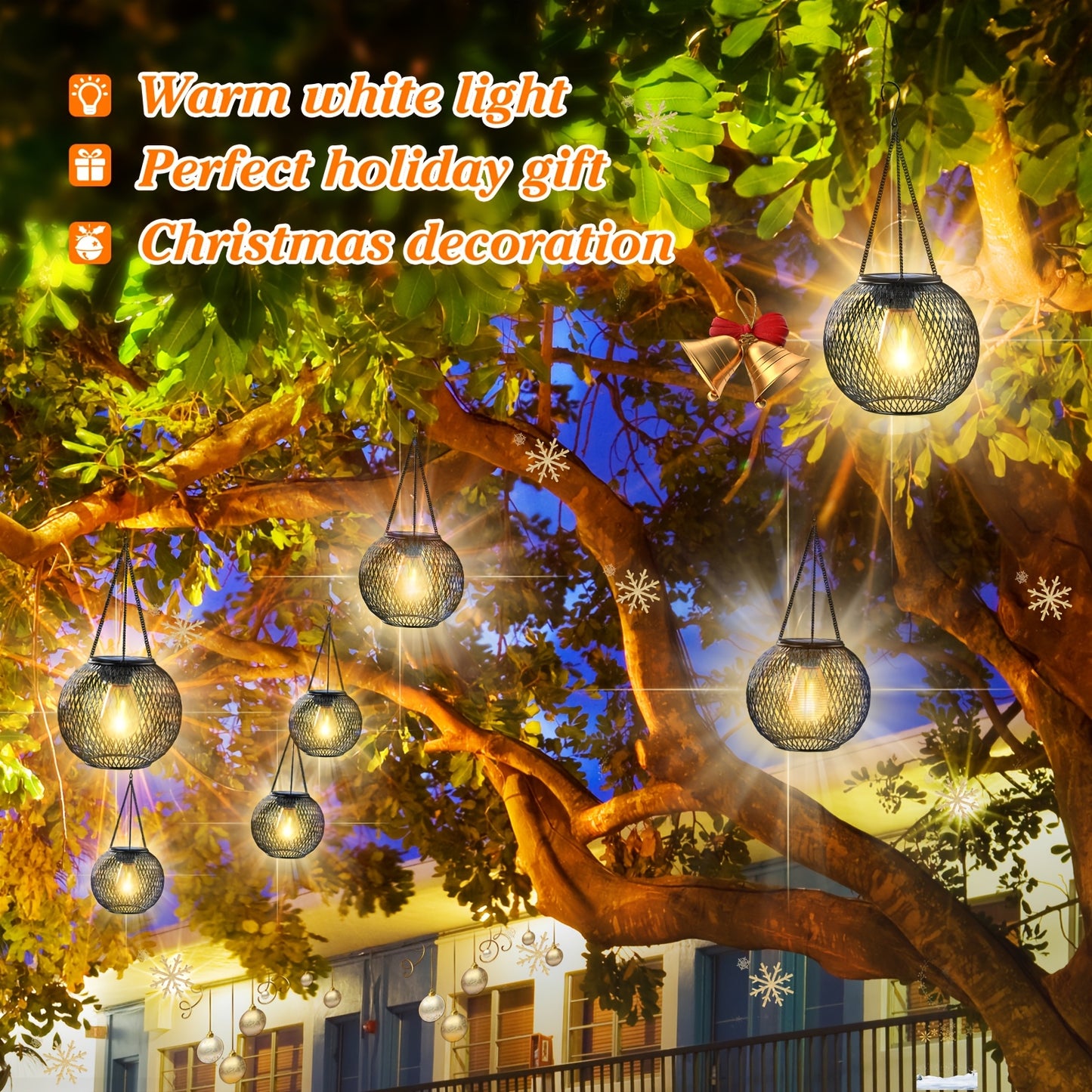 Solar Lantern Outdoor, IP44, Upgraded Hanging Solar Lights Outdoor Garden Decorations Decorative Lighting Solar Powered Tree Lantern for Garden Yard Patio Pathway, 2 Pack