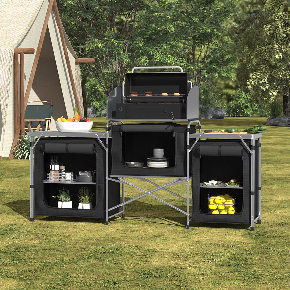 Camping Folding Locker Portable Design Folding Storage Unit Fabric Dark Gray Durable 600D Handbag Material, Suitable for Courtyard Camping Kitchen 165*52*104cm