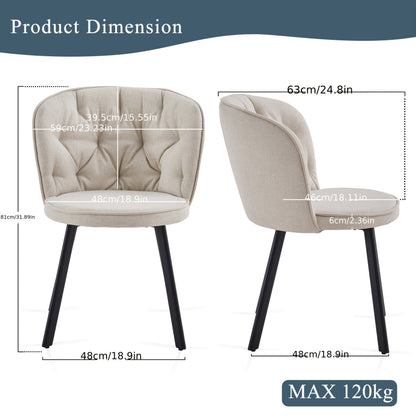 [Modern Fabric Dining Chairs] Set of 2/4 Modern Fabric Dining Chairs | Upholstered High Back with Padded Seat, Sturdy Black Tube Legs - Comfy Kitchen Chairs for Dining Room, Lounge, or Bedroom