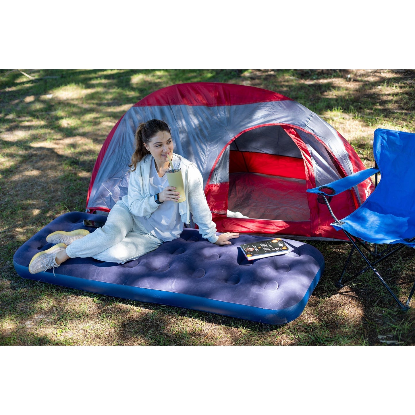 Inflateable Blow Up Airbed, Quick Inflatable Air Mattress for Adults & Kids, Waterproof Camping Mattress, Inflatable Air Bed for Indoor & Outdoor Adventures
