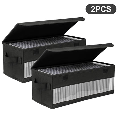 2-Pack or 3-Pack Large Capacity CD/DVD Storage Case – Holds 165 Discs Each –Media Organizer with Zipper Closure & Carry Handles – Portable Disc Holder for Home, Office, or Car