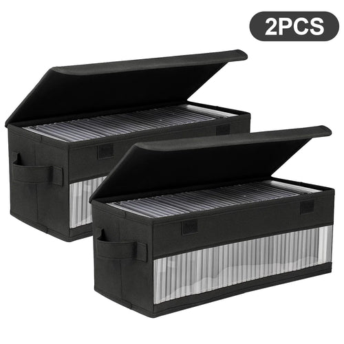 2-Pack or 3-Pack Large Capacity CD/DVD Storage Case – Holds 165 Discs Each –Media Organizer with Zipper Closure & Carry Handles – Portable Disc Holder for Home, Office, or Car