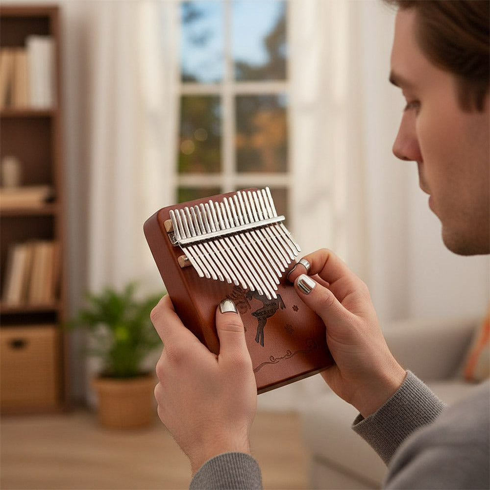 21 Keys Thumb Piano Kalimba with Tuning Hammer & Accessories - Portable Acoustic Musical Instrument for Beginners, Includes Storage Bag, Durable Wooden Construction, Perfect Holiday Gift, Musical Instruments, Anxiety & Stress Relief Instrument