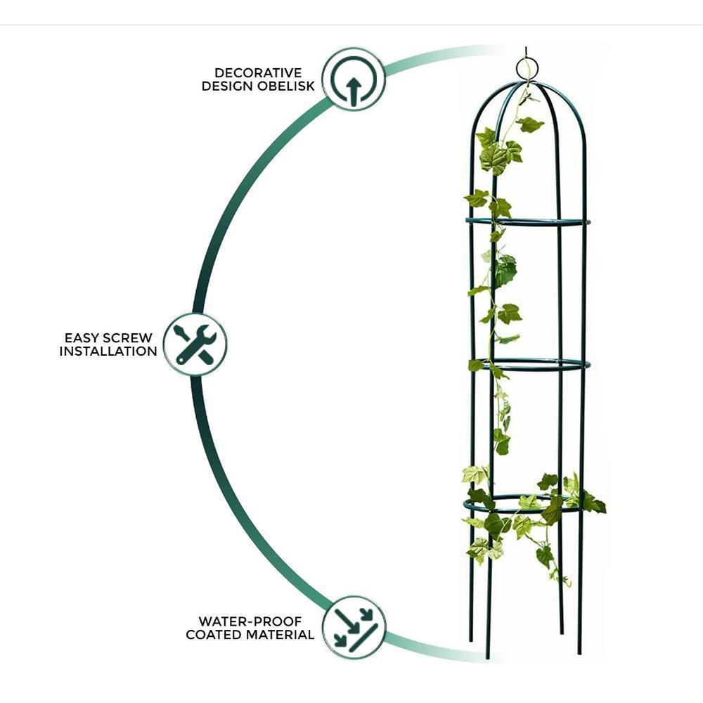 Garden Obelisk | Made From Coated Steel Tubing with Easy Assembly | Stylish And Modern Design | Ideal For Climbing Plants, Roses, Shrubs, Trees and Perfect for Decoration | Pointed Feet For Stability