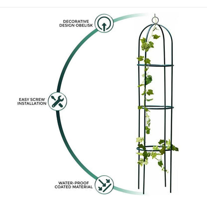 Garden Obelisk | Made From Coated Steel Tubing with Easy Assembly | Stylish And Modern Design | Ideal For Climbing Plants, Roses, Shrubs, Trees and Perfect for Decoration | Pointed Feet For Stability