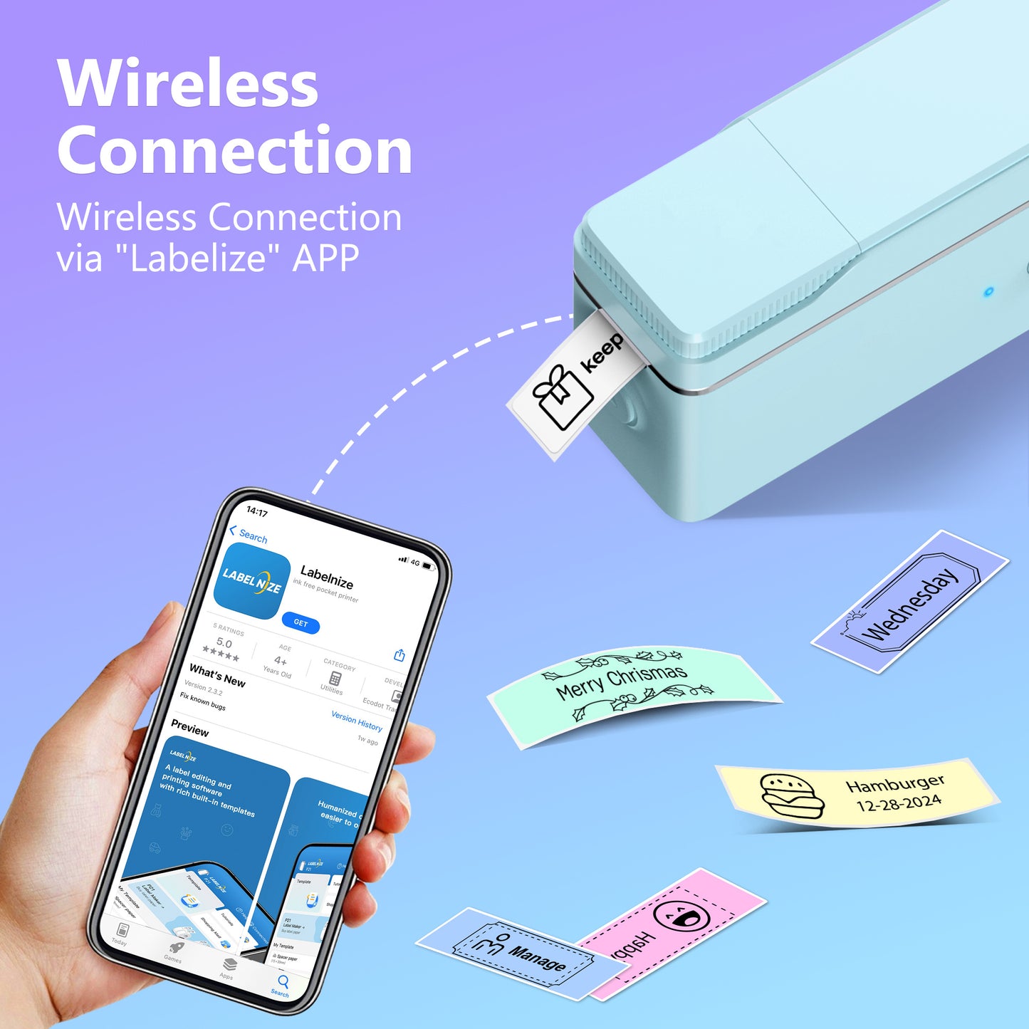 Mini Label Maker with Tape, P31S Portable Thermal Printer, Sticker Making Label Maker with Multiple Templates, Wireless Connectivity&Durable, For Organizing Storage Devices, Office, Home