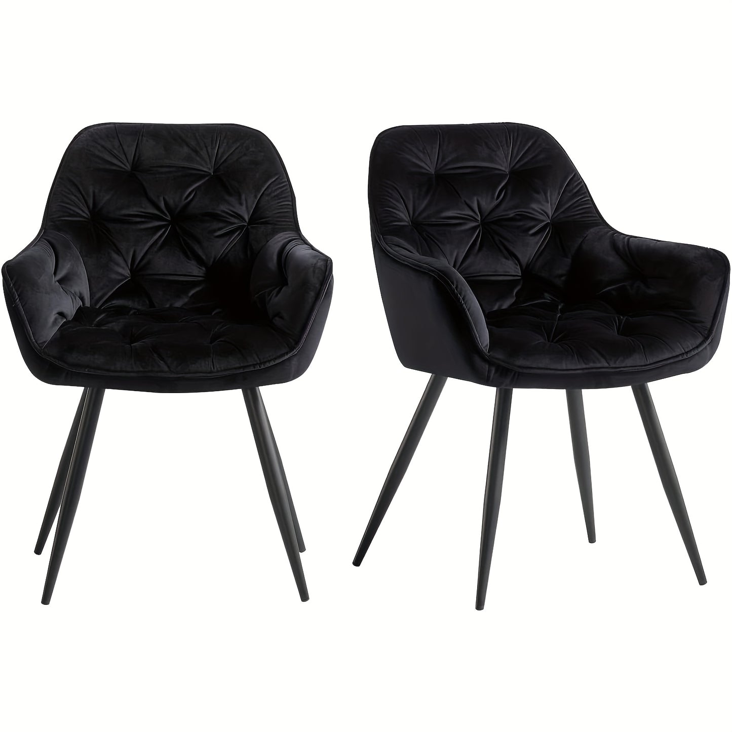 Velvet Padded Dining Chair with Metal Legs & Armrest - Upholstered Tub Chair for Kitchen, Living Room, Bedroom & Office, 15 Colours, UK Stock