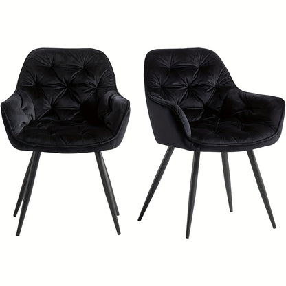 Velvet Padded Dining Chair with Metal Legs & Armrest - Upholstered Tub Chair for Kitchen, Living Room, Bedroom & Office, 15 Colours, UK Stock