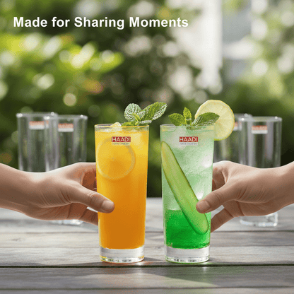 Drinking Glasses 6 Pcs 270ml, Clear Glass Cups Set for Water, Juice, Soft Drinks, Kitchen Use