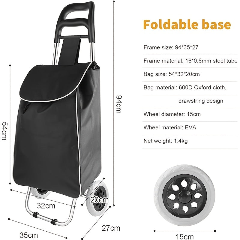 35L Durable Folding Shopping Cart, Lightweight Multifunctional Utility Trolley, Large Capacity Dual-Wheel for Grocery And Camping Gear Organizer, Portable Outdoor Storage Rack for Luggage Carrier Perfect Gift Shelving Unit Local Warehouse