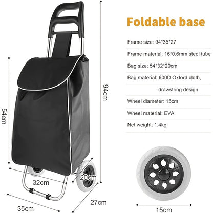 35L Durable Folding Shopping Cart, Lightweight Multifunctional Utility Trolley, Large Capacity Dual-Wheel for Grocery And Camping Gear Organizer, Portable Outdoor Storage Rack for Luggage Carrier Perfect Gift Shelving Unit Local Warehouse