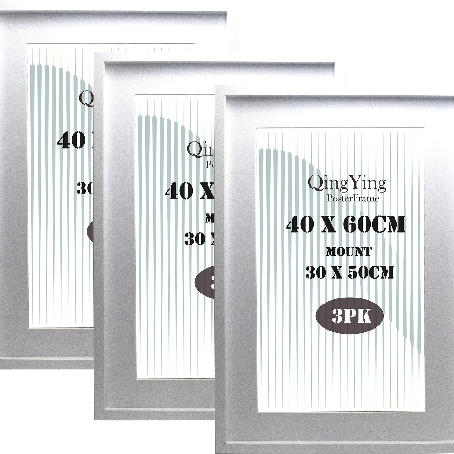 40x60cm(15.7x23.6inch) Wooden Boxed Picture Frames Set Of 3 with Mounts for 30x50cm, 60x40cm Poster Frame with Acid Free Mount for 30X50 Print (Wood 3Pack)