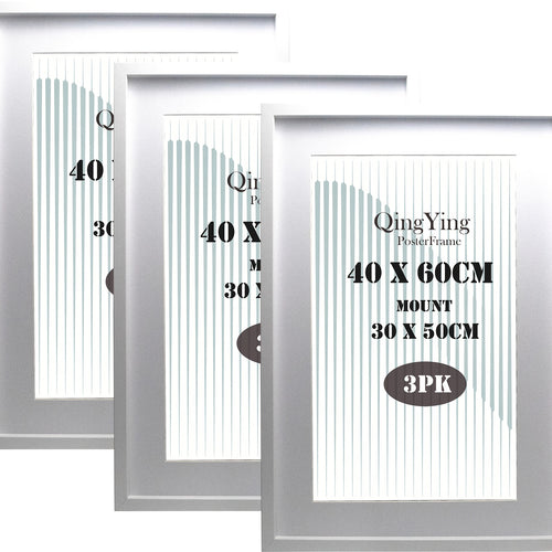 40x60cm(15.7x23.6inch) Wooden Boxed Picture Frames Set Of 3 with Mounts for 30x50cm, 60x40cm Poster Frame with Acid Free Mount for 30X50 Print (Wood 3Pack)