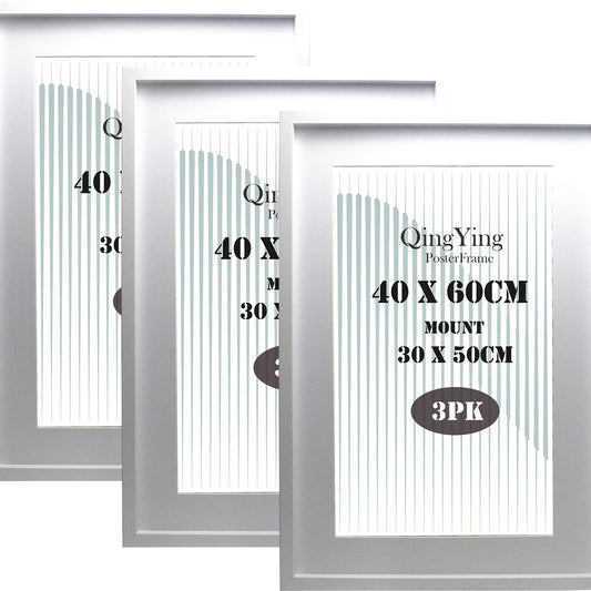 40x60cm(15.7x23.6inch) Wooden Boxed Picture Frames Set Of 3 with Mounts for 30x50cm, 60x40cm Poster Frame with Acid Free Mount for 30X50 Print (Wood 3Pack)