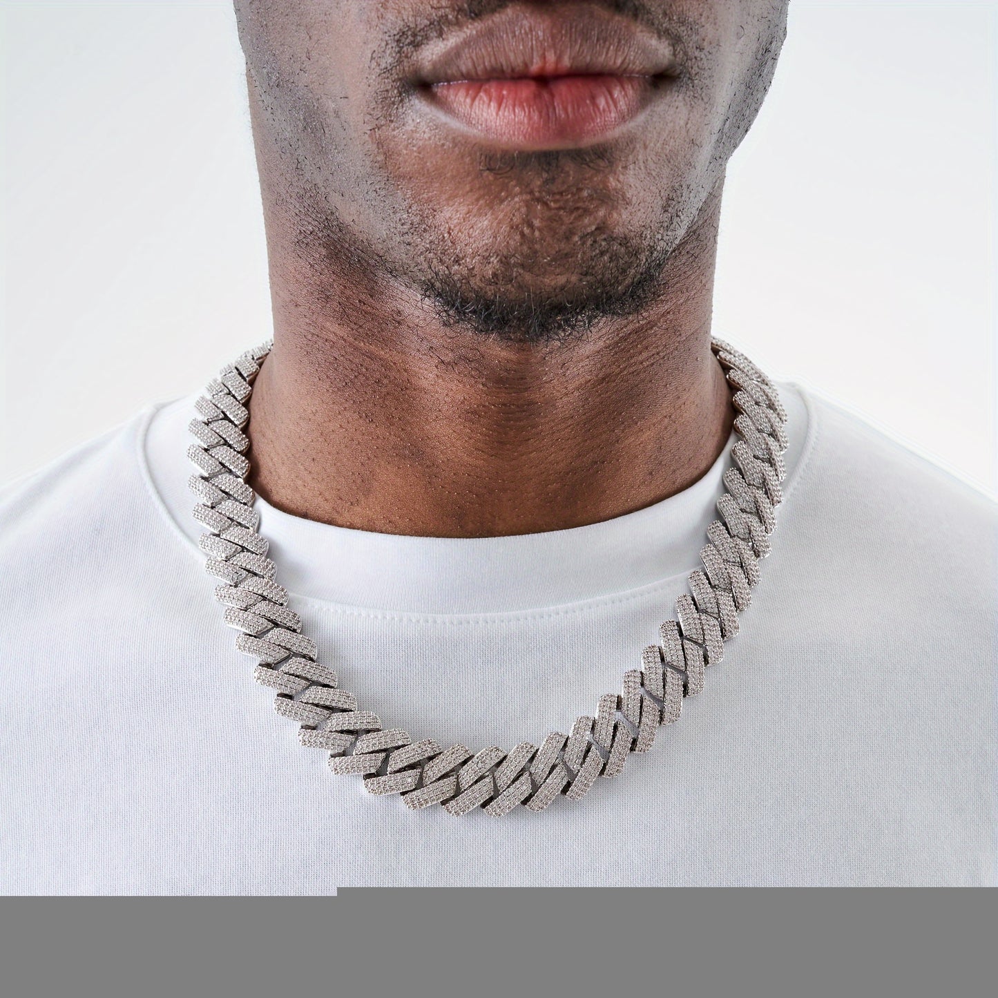 1pc Men'S Iced Out Men'S Chain, 20MM Miami Cuban Links 20Mm Flip Clasp Triple Row Synthetic Synthetic Zircon Rhombus Cuban Chain Chunky Hip Hop Necklace Miami Cuban Chain Men'S Necklace